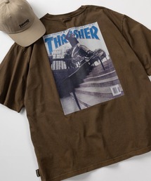 【70】【THRASHER/スラッシャー】ピグメント加工 ボックスプリント マガジン Tシャツ/バックプリント/ オーバーサイズ