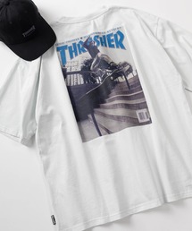 【70】【THRASHER/スラッシャー】ピグメント加工 ボックスプリント マガジン Tシャツ/バックプリント/ オーバーサイズ