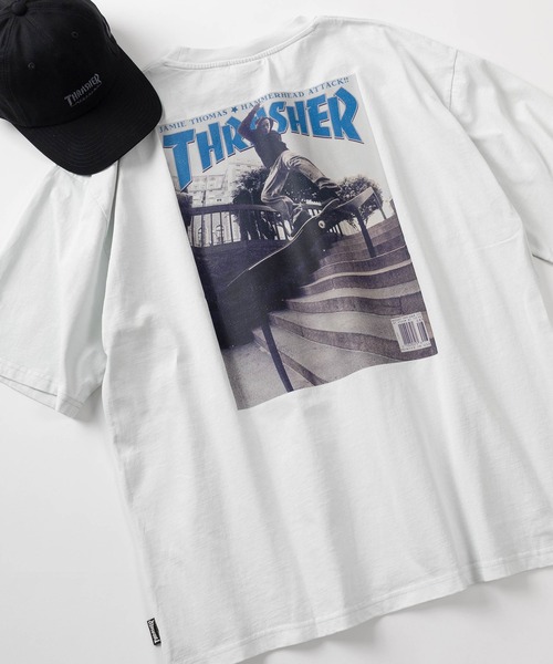 THRASHER(スラッシャー)の「【70】【THRASHER/スラッシャー】ピグメント加工 ボックスプリント マガジン Tシャツ/バックプリント/ オーバーサイズ(Tシャツ/カットソー・メンズ・ピンク/ブラウン/チャコールグレー/グレー/サックスブルー・M/L/XL)」の2枚目の写真