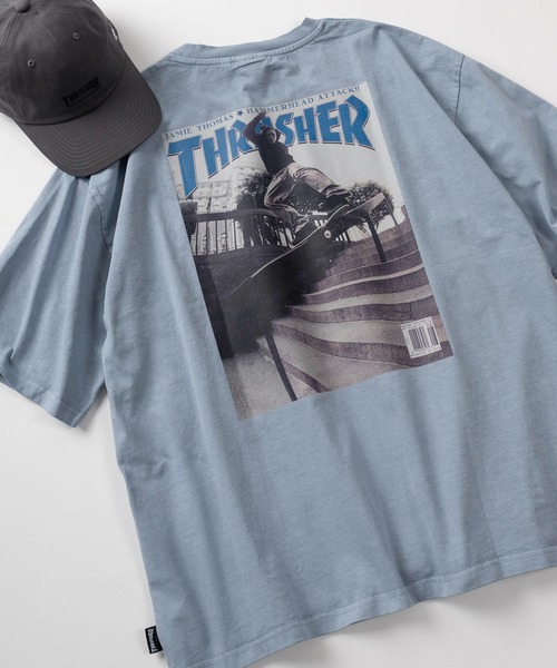 THRASHER(スラッシャー)の「【70】【THRASHER/スラッシャー】ピグメント加工 ボックスプリント マガジン Tシャツ/バックプリント/ オーバーサイズ(Tシャツ/カットソー・メンズ・ピンク/ブラウン/チャコールグレー/グレー/サックスブルー・M/L/XL)」の4枚目の写真