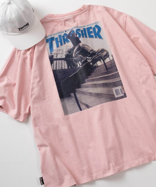THRASHER(スラッシャー)の「【70】【THRASHER/スラッシャー】ピグメント加工 ボックスプリント マガジン Tシャツ/バックプリント/ オーバーサイズ(Tシャツ/カットソー・メンズ・ピンク/ブラウン/チャコールグレー/グレー/サックスブルー・M/L/XL)」の5枚目の写真