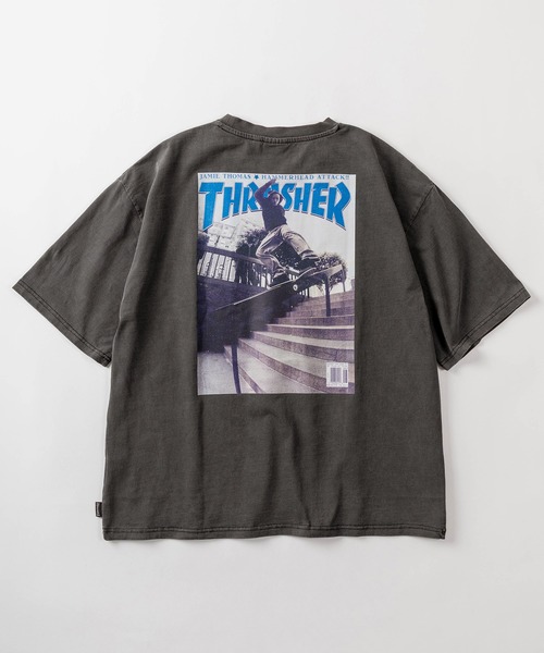 THRASHER(スラッシャー)の「【70】【THRASHER/スラッシャー】ピグメント加工 ボックスプリント マガジン Tシャツ/バックプリント/ オーバーサイズ(Tシャツ/カットソー・メンズ・ピンク/ブラウン/チャコールグレー/グレー/サックスブルー・M/L/XL)」の7枚目の写真