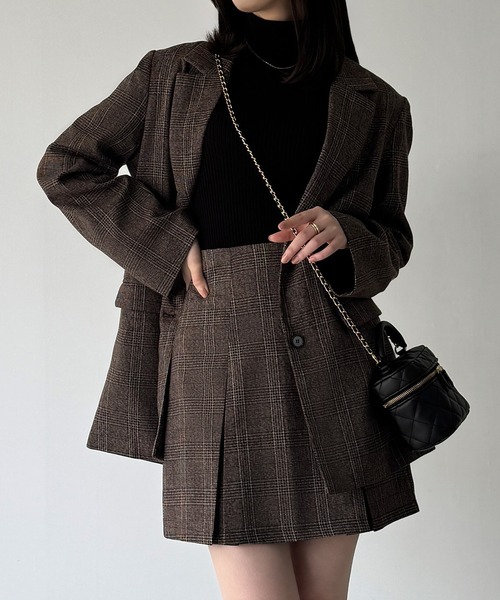 nina様 オーラリー2点おまとめ ジャケット、スカート セットアップ対応】ファンシーツイード ノーカラー ジャケット