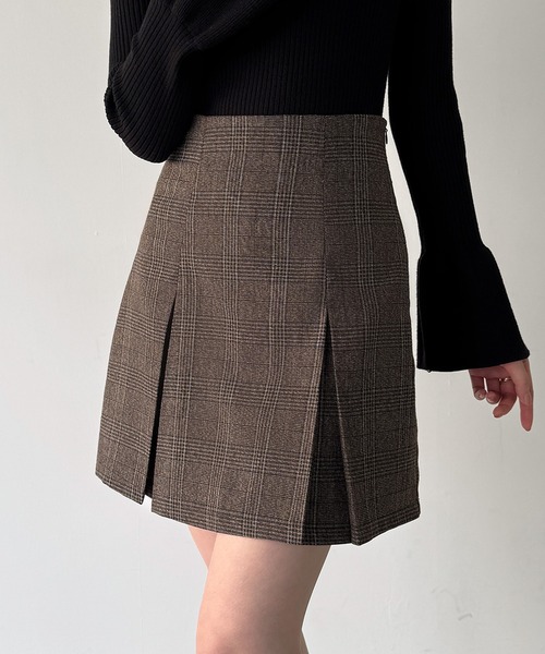 JUNOAH（ジュノア）の「グレンチェックオーバーサイズジャケット＋フレアミニスカート(インパン付き)set（セットアップ・レディース・ブラウン/グレー・SMALL/MEDIUM/LARGE）」の11枚目の写真