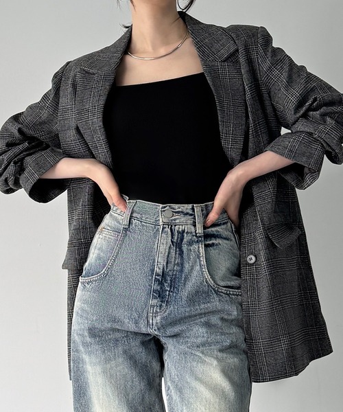 JUNOAH（ジュノア）の「グレンチェックオーバーサイズジャケット＋フレアミニスカート(インパン付き)set（セットアップ・レディース・ブラウン/グレー・SMALL/MEDIUM/LARGE）」の22枚目の写真