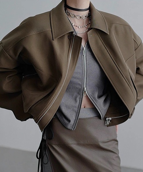 chuclla（チュクラ）の「【CHENTAITAI】ボリュームショートブルゾン CTW25a004（ブルゾン・レディース・ブラウン/ブラック・L/M）」の12枚目の写真