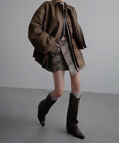 chuclla（チュクラ）の「【CHENTAITAI】ボリュームショートブルゾン CTW25a004（ブルゾン・レディース・ブラウン/ブラック・L/M）」の20枚目の写真