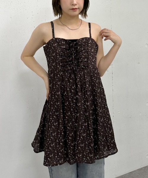 archives（アルシーヴ）の「花柄ミニキャミワンピース（ワンピース・レディース・アイボリー/ブラック/ブラウン・MEDIUM）」の3枚目の写真