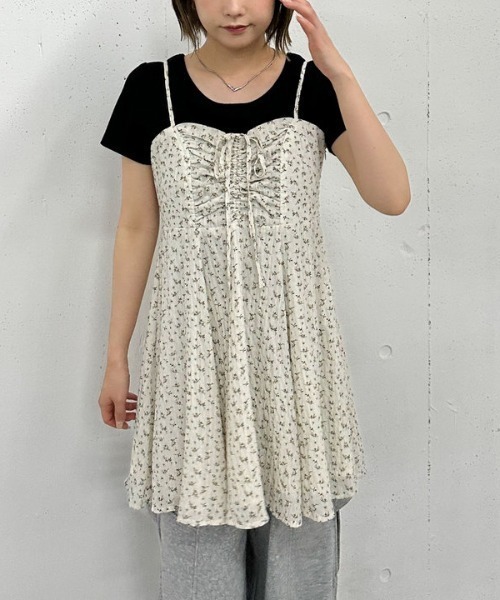 archives（アルシーヴ）の「花柄ミニキャミワンピース（ワンピース・レディース・アイボリー/ブラック/ブラウン・MEDIUM）」の7枚目の写真