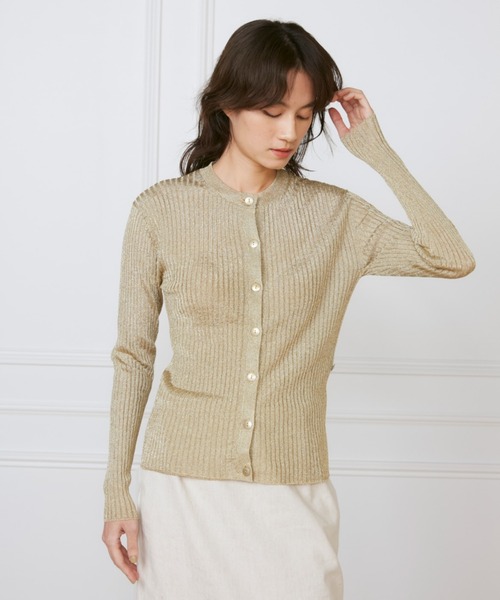 INED(イネド)の「メタリックヤーンカーディガン《la veille by SUPERIOR CLOSET》(カーディガン/ボレロ・レディース・ゴールド/シルバー・9号)」の2枚目の写真