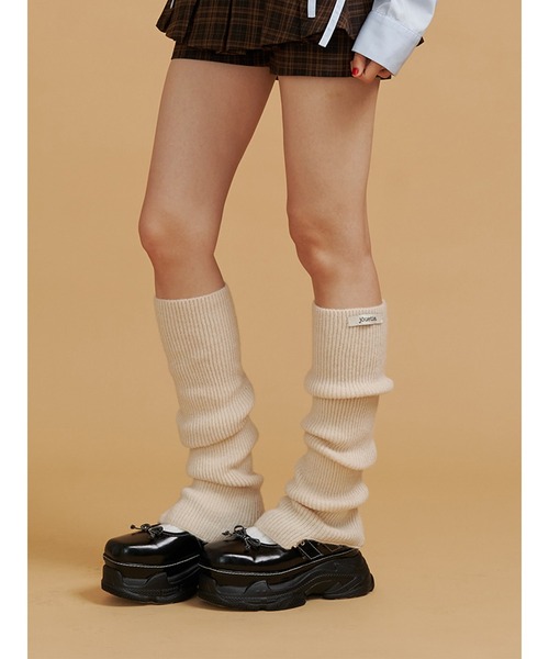 jouetie（ジュエティ）の「ニットレッグウォーマー（レッグウォーマー・レディース・アイボリー/ブラック/グレー・FREE）」の3枚目の写真