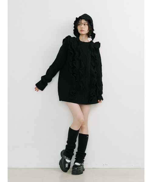 jouetie（ジュエティ）の「ニットレッグウォーマー（レッグウォーマー・レディース・アイボリー/ブラック/グレー・FREE）」の7枚目の写真