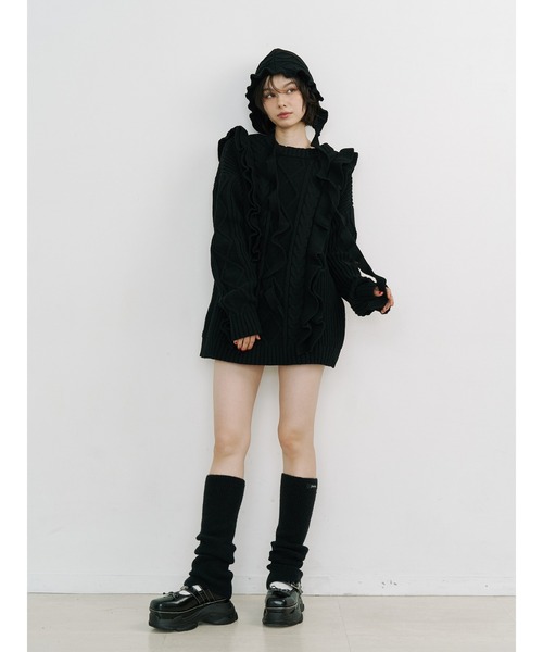 jouetie（ジュエティ）の「ニットレッグウォーマー（レッグウォーマー・レディース・アイボリー/ブラック/グレー・FREE）」の8枚目の写真