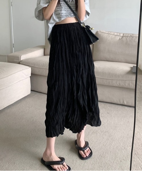 Vipoa(ヴィポア)の「Pleat A-line skirt(スカート・レディース・ブラック/ホワイト・FREE)」の9枚目の写真