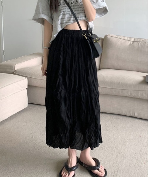 Vipoa(ヴィポア)の「Pleat A-line skirt(スカート・レディース・ブラック/ホワイト・FREE)」の10枚目の写真
