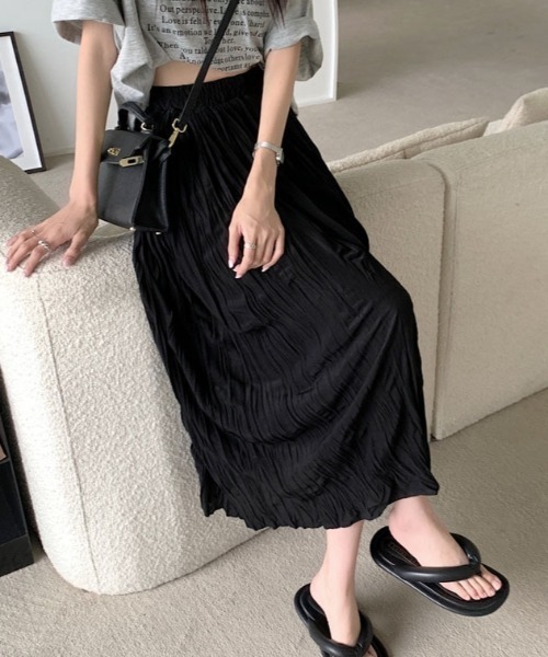 Vipoa(ヴィポア)の「Pleat A-line skirt(スカート・レディース・ブラック/ホワイト・FREE)」の11枚目の写真