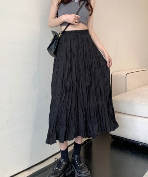 Vipoa(ヴィポア)の「Pleat A-line skirt(スカート・レディース・ブラック/ホワイト・FREE)」の14枚目の写真