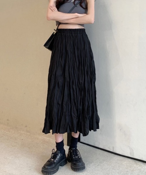 Vipoa(ヴィポア)の「Pleat A-line skirt(スカート・レディース・ブラック/ホワイト・FREE)」の13枚目の写真
