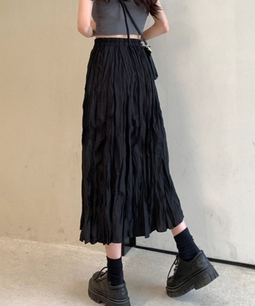 Vipoa(ヴィポア)の「Pleat A-line skirt(スカート・レディース・ブラック/ホワイト・FREE)」の15枚目の写真