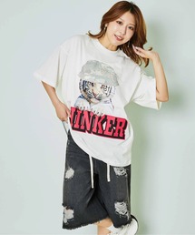 ☆STONE  ホワイト 長袖カットソー Tシャツ カットソー オーバーサイズ 七分袖 ハイネック ロング丈