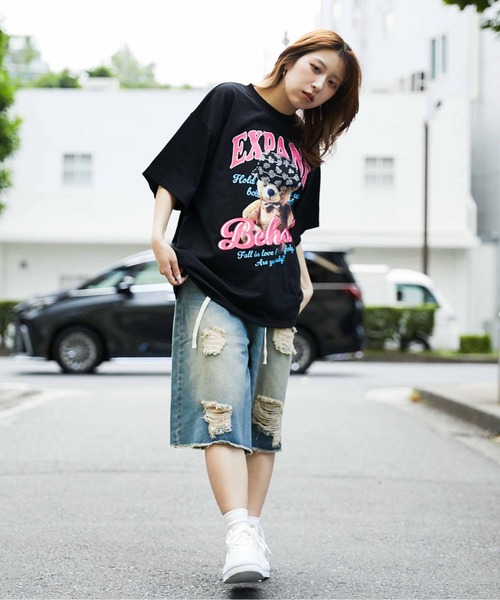 GORGE(ゴージ)の「《ラインストーンロゴ×ビッグT》映え確トップス(Tシャツ/カットソー・レディース・ブラック系その他/ホワイト系その他/ホワイト系その他2/ブラック系その他2・F)」の12枚目の写真