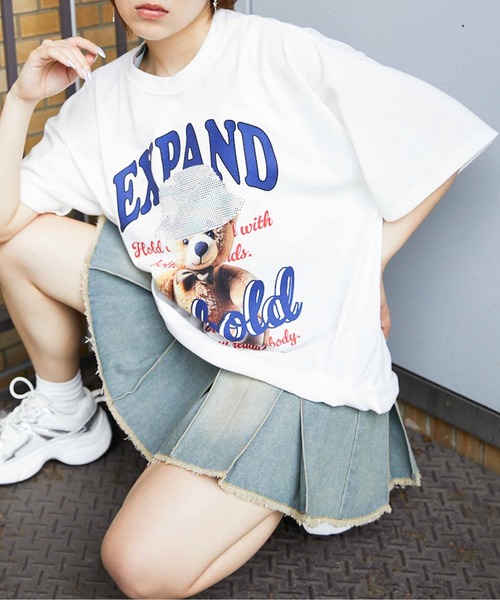 GORGE(ゴージ)の「《ラインストーンロゴ×ビッグT》映え確トップス(Tシャツ/カットソー・レディース・ブラック系その他/ホワイト系その他/ホワイト系その他2/ブラック系その他2・F)」の7枚目の写真