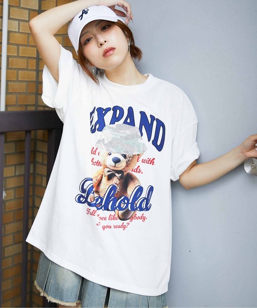 GORGE(ゴージ)の「《ラインストーンロゴ×ビッグT》映え確トップス(Tシャツ/カットソー・レディース・ブラック系その他/ホワイト系その他/ホワイト系その他2/ブラック系その他2・F)」の8枚目の写真