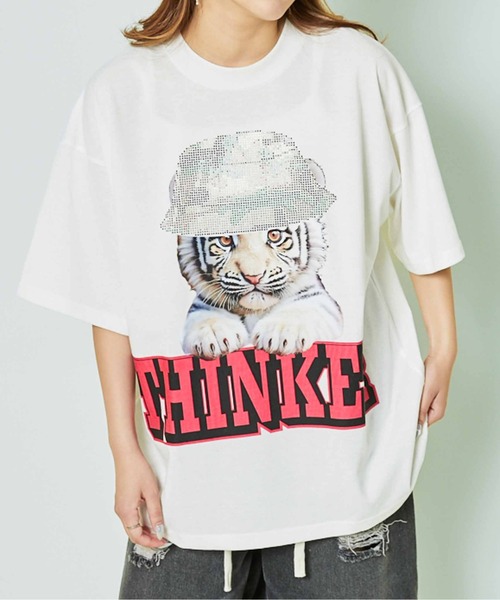 GORGE(ゴージ)の「《ラインストーンロゴ×ビッグT》映え確トップス(Tシャツ/カットソー・レディース・ブラック系その他/ホワイト系その他/ホワイト系その他2/ブラック系その他2・F)」の5枚目の写真