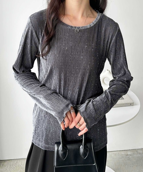 GeeRA(ジーラ)の「ベロアプリーツカットソー(Tシャツ/カットソー・レディース・チャコールグレー/アイボリー/ブラック・MEDIUM/LARGE/X-LARGE)」の9枚目の写真