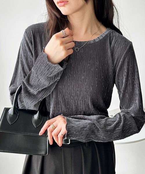 GeeRA(ジーラ)の「ベロアプリーツカットソー(Tシャツ/カットソー・レディース・チャコールグレー/アイボリー/ブラック・MEDIUM/LARGE/X-LARGE)」の12枚目の写真