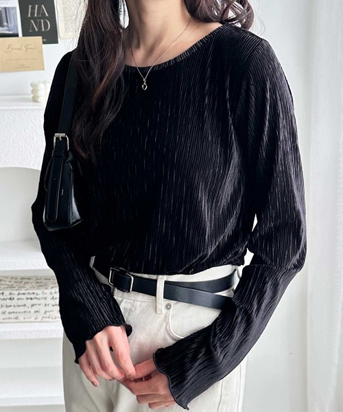 GeeRA(ジーラ)の「ベロアプリーツカットソー(Tシャツ/カットソー・レディース・チャコールグレー/アイボリー/ブラック・MEDIUM/LARGE/X-LARGE)」の14枚目の写真