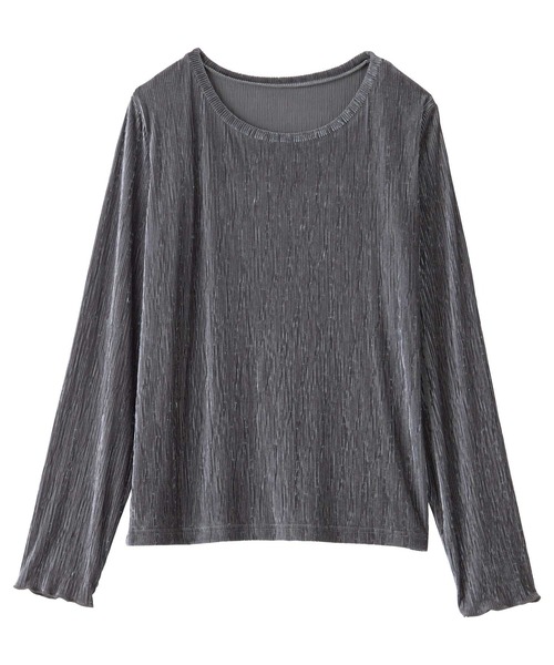 GeeRA(ジーラ)の「ベロアプリーツカットソー(Tシャツ/カットソー・レディース・チャコールグレー/アイボリー/ブラック・MEDIUM/LARGE/X-LARGE)」の5枚目の写真