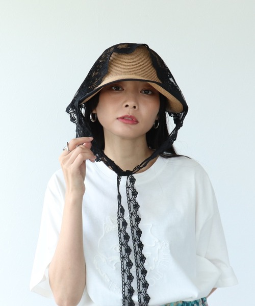 Three Four Time（ｽﾘｰﾌｫｰﾀｲﾑ）の「フラワーレースバブーシュカ（ヘアバンド・レディース・ホワイト/ブラック・FREE）」の9枚目の写真