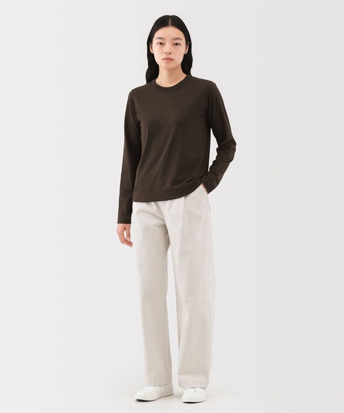 MUJI Labo（ムジラボ）の「〔MUJI Labo〕婦人　コットンヤク天竺長袖Ｔシャツ（Tシャツ/カットソー・レディース・ブラック/ダークブラウン/ダークグレー・M/L）」の3枚目の写真