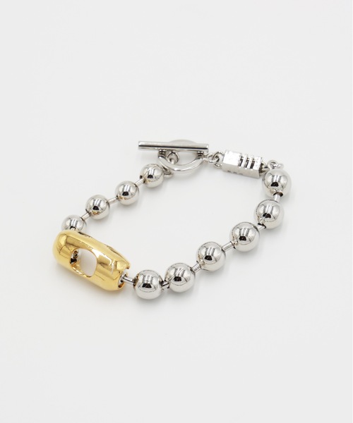 JIEDA(ジエダ)の「BALL CHAIN BRACELET(ブレスレット・メンズ・シルバー/シルバー×ゴールド・ONESIZE)」の5枚目の写真