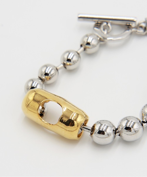 JIEDA(ジエダ)の「BALL CHAIN BRACELET(ブレスレット・メンズ・シルバー/シルバー×ゴールド・ONESIZE)」の6枚目の写真