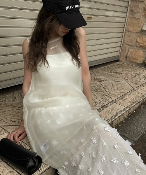 WILLFULLY（ウィルフリー）の「sheer layered no sleeve OP