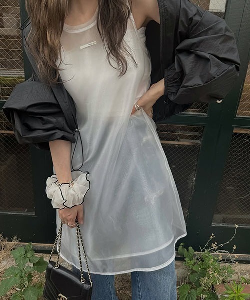 WILLFULLY（ウィルフリー）の「sheer layered no sleeve OP