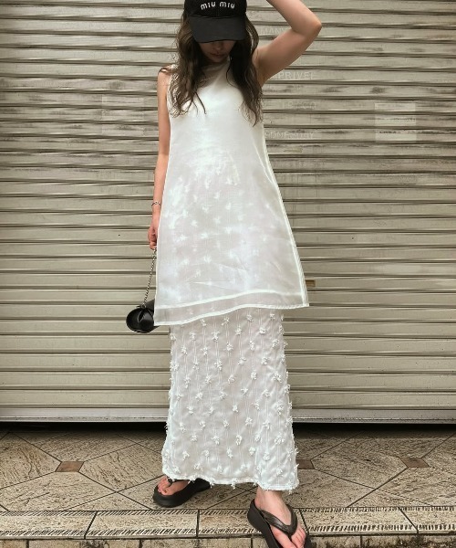 WILLFULLY（ウィルフリー）の「sheer layered no sleeve OP