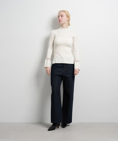 LANVIN en Bleu（ランバンオンブルー）の「シアーポイントカフスリブニット（ニット/セーター・レディース・オフホワイト/ブラック/レッド・38）」の12枚目の写真