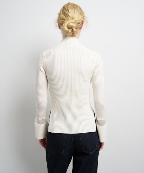 LANVIN en Bleu（ランバンオンブルー）の「シアーポイントカフスリブニット（ニット/セーター・レディース・オフホワイト/ブラック/レッド・38）」の17枚目の写真