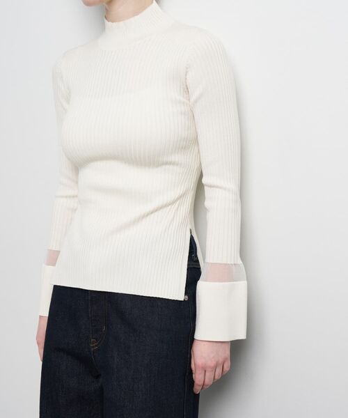 LANVIN en Bleu（ランバンオンブルー）の「シアーポイントカフスリブニット（ニット/セーター・レディース・オフホワイト/ブラック/レッド・38）」の19枚目の写真