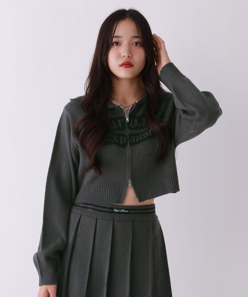 repipi armario（レピピ アルマリオ）の「【洗えるニット】スプレーロゴWZIPパーカー（パーカー・キッズ・ブラック/ピンク/チャコールグレー・MEDIUM/SMALL/LARGE）」の2枚目の写真