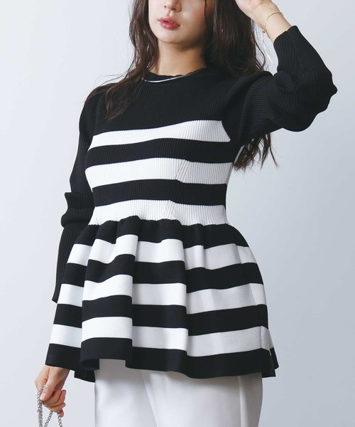 PICCIN PERLA（ピッチンペルラ）の「ハッチクルーネックニット（ニット/セーター・レディース・ホワイト系その他/オフホワイト/アイボリー/ブラック・M）」の4枚目の写真