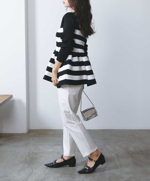 PICCIN PERLA（ピッチンペルラ）の「ハッチクルーネックニット（ニット/セーター・レディース・ホワイト系その他/オフホワイト/アイボリー/ブラック・M）」の9枚目の写真