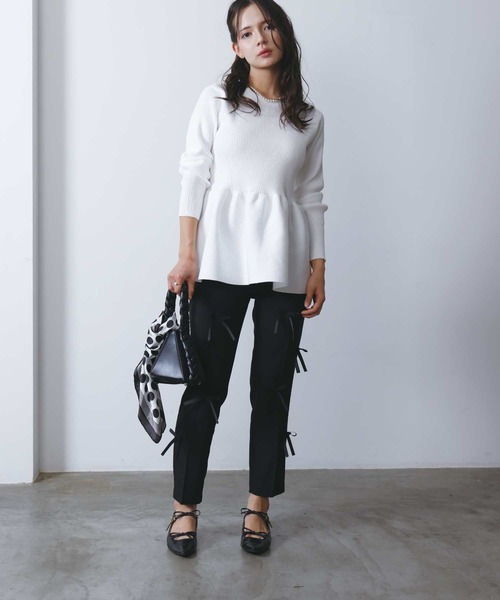 PICCIN PERLA（ピッチンペルラ）の「ハッチクルーネックニット（ニット/セーター・レディース・ホワイト系その他/オフホワイト/アイボリー/ブラック・M）」の13枚目の写真