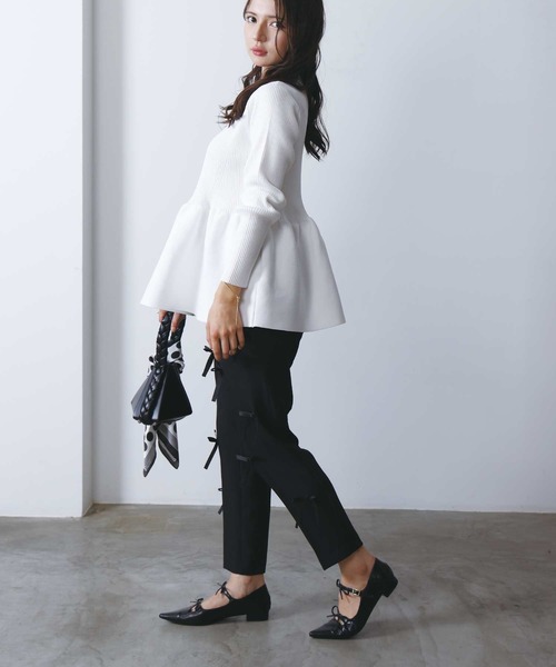 PICCIN PERLA（ピッチンペルラ）の「ハッチクルーネックニット（ニット/セーター・レディース・ホワイト系その他/オフホワイト/アイボリー/ブラック・M）」の14枚目の写真