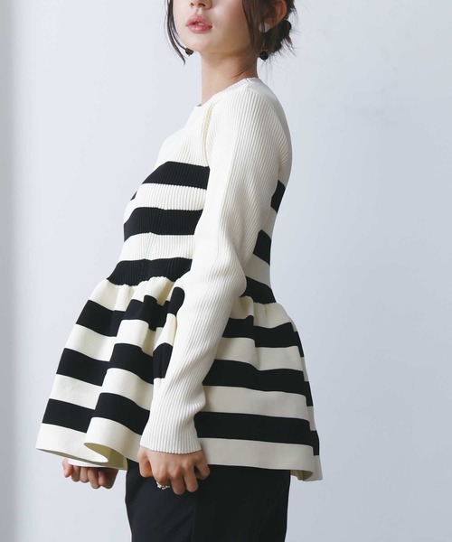 PICCIN PERLA（ピッチンペルラ）の「ハッチクルーネックニット（ニット/セーター・レディース・ホワイト系その他/オフホワイト/アイボリー/ブラック・M）」の18枚目の写真