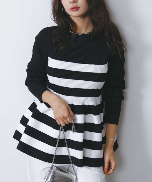 PICCIN PERLA（ピッチンペルラ）の「ハッチクルーネックニット（ニット/セーター・レディース・ホワイト系その他/オフホワイト/アイボリー/ブラック・M）」の5枚目の写真