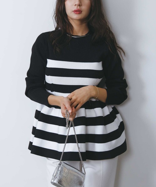 PICCIN PERLA（ピッチンペルラ）の「ハッチクルーネックニット（ニット/セーター・レディース・ホワイト系その他/オフホワイト/アイボリー/ブラック・M）」の7枚目の写真